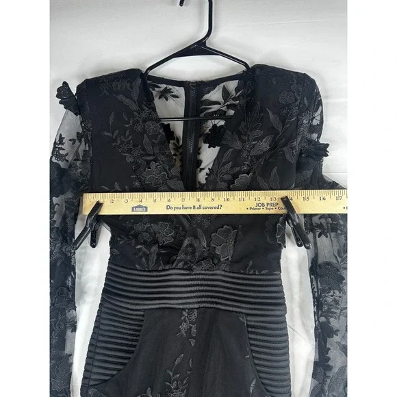 Zhivago The Black Parade Floral Jumpsuit Sheer Long Sleeve Flare Leg (tiny flaw) - Picture 7 of 9